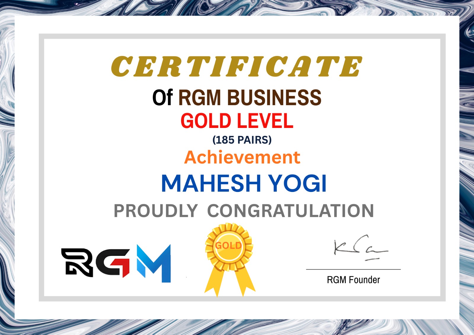 GOLD LEVELS (185 Pairs) ACHIEVER